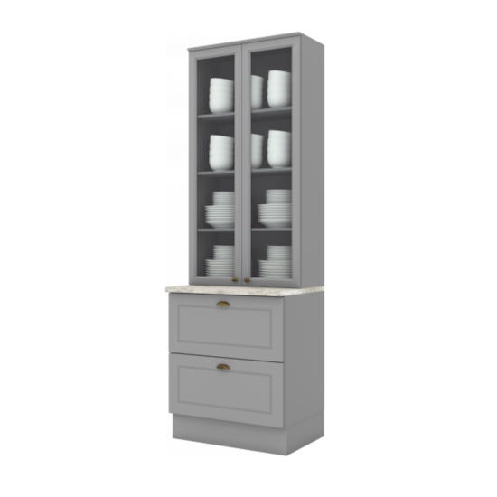 Cristaleira 2P 2Gav Americana Hen  Cinza