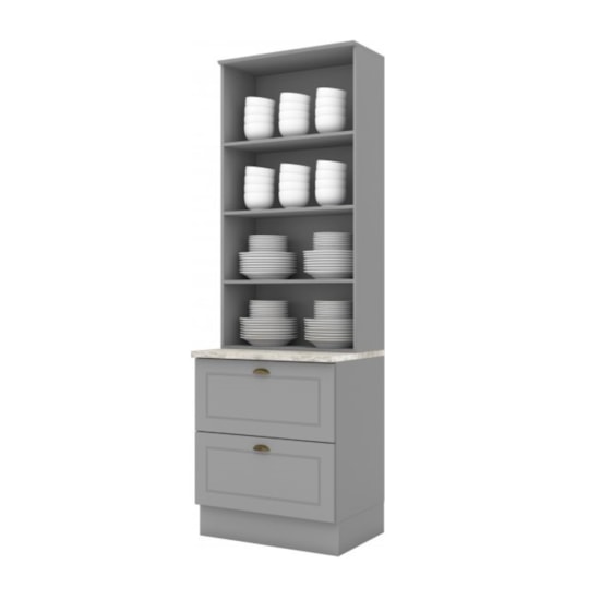 Cristaleira 2P 2Gav Americana Hen  Cinza