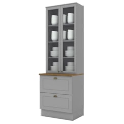 Cristaleira 2P 2Gav Americana Henn Cinza