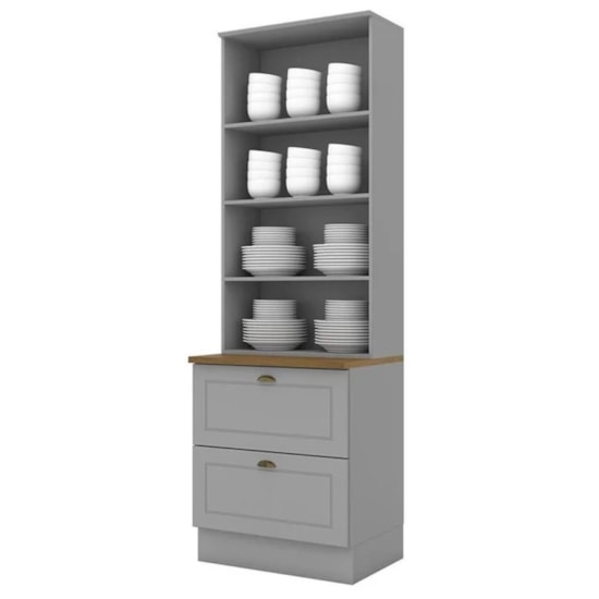 Cristaleira 2P 2Gav Americana Henn Cinza