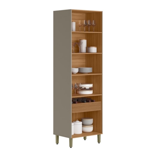 Cristaleira 70Cm Allure Linea Brasil Jequitiba/Gris Fosco