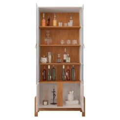 Cristaleira Lizz 2 Portas Pes De Madeira Off White Cedro