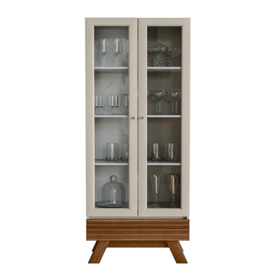 Cristaleira Marsala 2 Pts 1 Gaveta Retrô Freijó Off White Cristaleira Marsala 2 Pts 1 Gaveta Retrô Freijó Off White