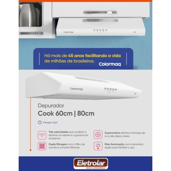 Depurador Ar 60Cm Colormaq Cook 220V Branco Depurador Ar 60Cm Colormaq Cook 220V Branco