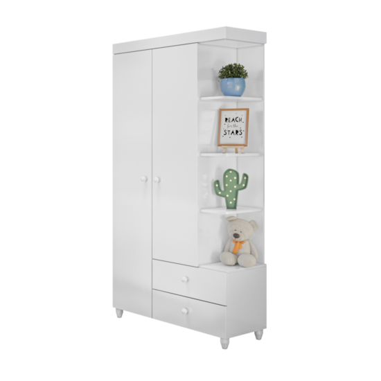 Dormitório Fofura Guarda Roupa + Cômoda + Berço Branco Dormitório Fofura Guarda Roupa + Cômoda + Berço Branco