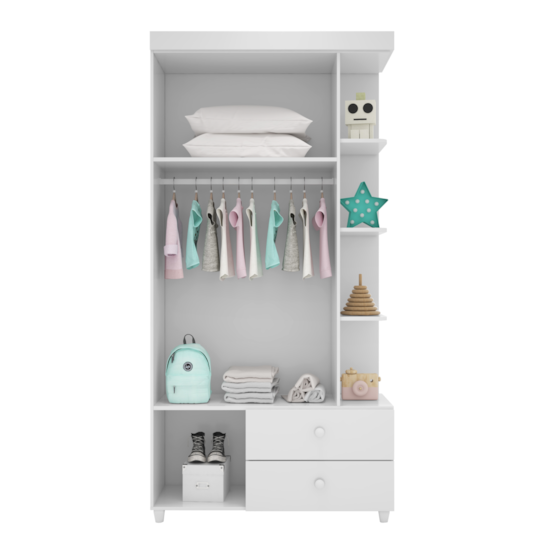 Dormitório Fofura Guarda Roupa + Cômoda + Berço Branco Dormitório Fofura Guarda Roupa + Cômoda + Berço Branco