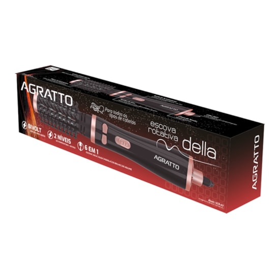 Escova De Cabelo Rotativa Della 1200W Preto