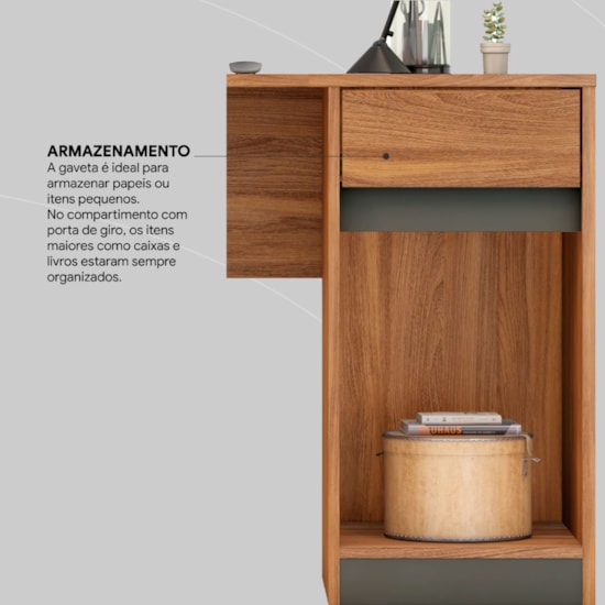 Escrivaninha 109Cm Office 1P 1G Morada Amendola Grafito Escrivaninha 109Cm Office 1P 1G Morada Amendola Grafito