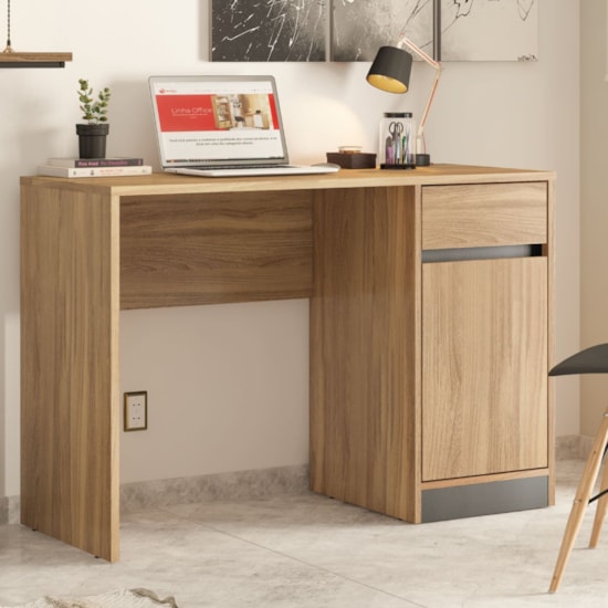 Escrivaninha 109Cm Office 1P 1G Morada Amendola Grafito Escrivaninha 109Cm Office 1P 1G Morada Amendola Grafito