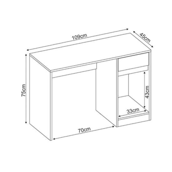 Escrivaninha 109Cm Office 1P 1G Morada Amendola Grafito