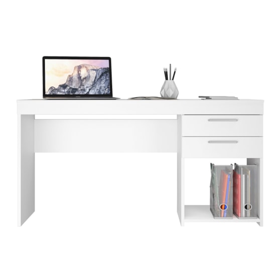 Escrivaninha 120Cm Office 2 Gav Notável Branco New