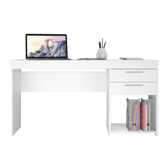 Escrivaninha 120Cm Office 2 Gav Notável Branco New Escrivaninha 120Cm Office 2 Gav Notável Branco New