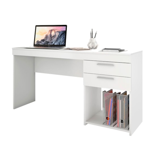 Escrivaninha 120Cm Office 2 Gav Notável Branco New Escrivaninha 120Cm Office 2 Gav Notável Branco New