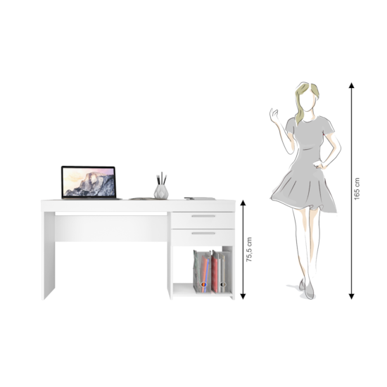 Escrivaninha 120Cm Office 2 Gav Notável Branco New Escrivaninha 120Cm Office 2 Gav Notável Branco New