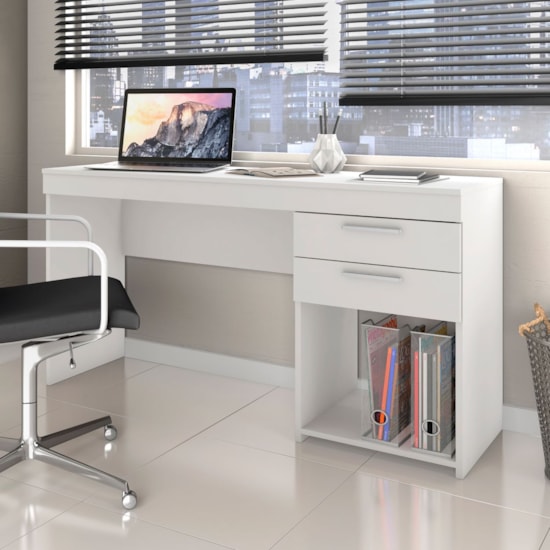 Escrivaninha 120Cm Office 2 Gav Notável Branco New