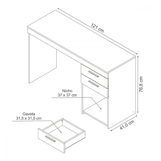 Escrivaninha 120Cm Office 2 Gav Notável Freijo Trend