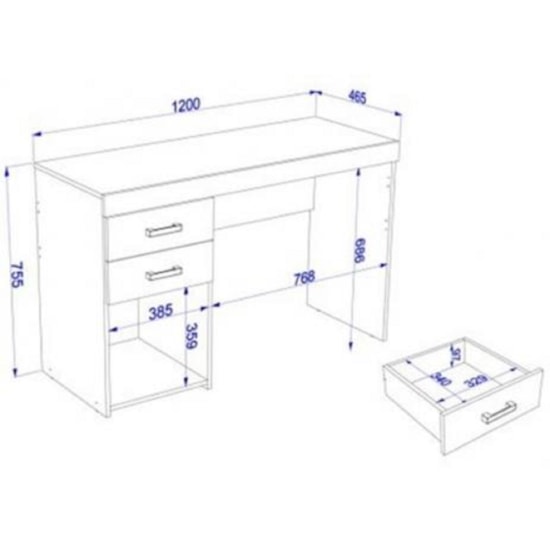 Escrivaninha 120Cm Politorno Malta 2 G Branco