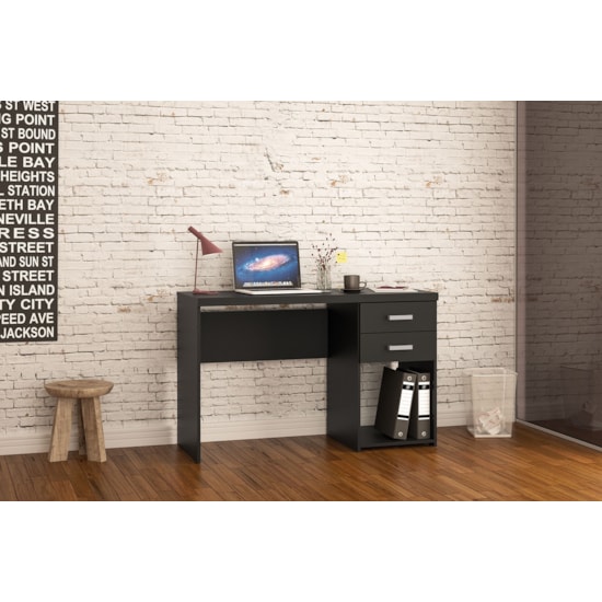 Escrivaninha 120Cm Politorno Malta 2 G Preto Escrivaninha 120Cm Politorno Malta 2 G Preto