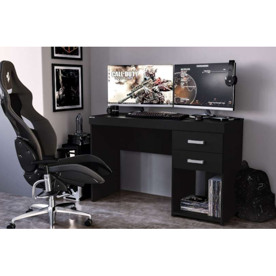 Escrivaninha 120Cm Politorno Malta 2 G Preto Escrivaninha 120Cm Politorno Malta 2 G Preto