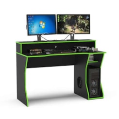 Escrivaninha 130Cm Gamer Fremont Politor Preto Verde Escrivaninha 130Cm Gamer Fremont Politor Preto Verde