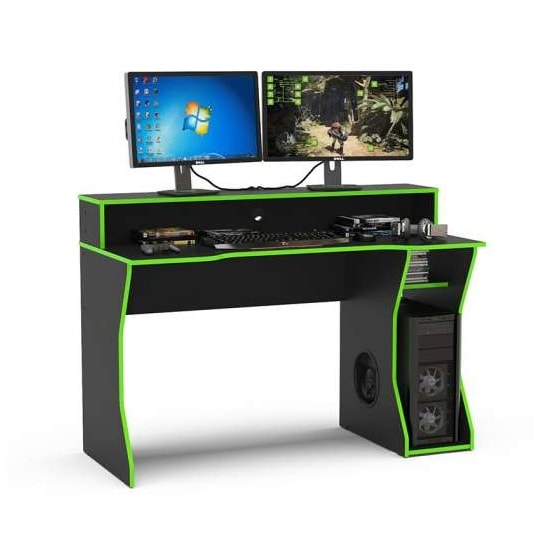 Escrivaninha 130Cm Gamer Fremont Politor Preto Verde Escrivaninha 130Cm Gamer Fremont Politor Preto Verde