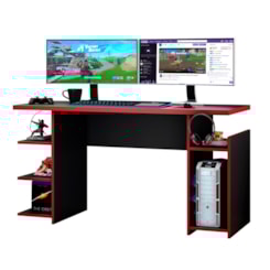 Escrivaninha 136Cm Gamer Notável Preto Vermelho Escrivaninha 136Cm Gamer Notável Preto Vermelho