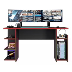 Escrivaninha 136Cm Gamer Notável Preto Vermelho Escrivaninha 136Cm Gamer Notável Preto Vermelho