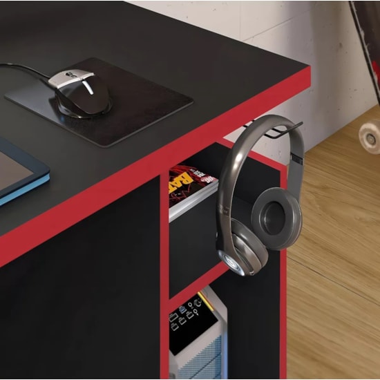 Escrivaninha 136Cm Gamer Notável Preto Vermelho Escrivaninha 136Cm Gamer Notável Preto Vermelho
