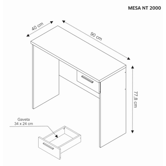 Escrivaninha 90Cm Office Notável Freijo Trend