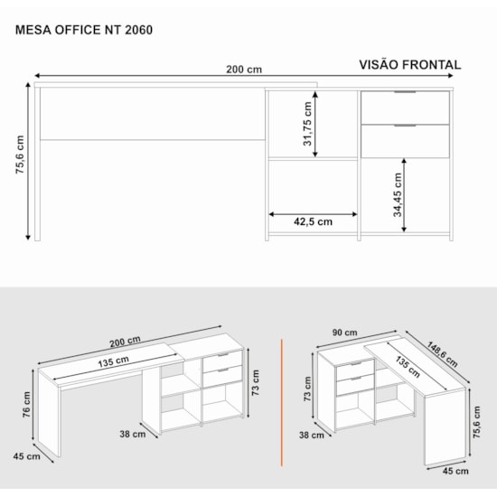 Escrivaninha Canto E Reto Office Notável Freijo Trend Escrivaninha Canto E Reto Office Notável Freijo Trend