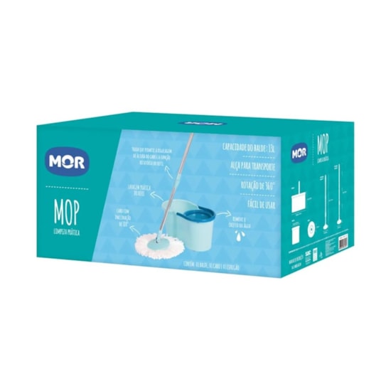 Esfregão Mop Limpeza Prática Mor Azul/Cinza Esfregão Mop Limpeza Prática Mor Azul/Cinza