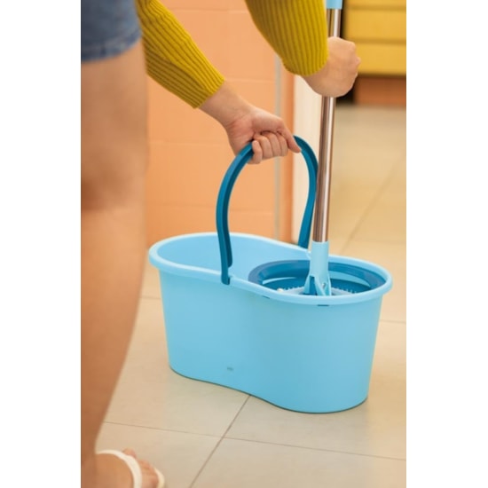 Esfregão Mop Limpeza Prática Mor Azul/Cinza Esfregão Mop Limpeza Prática Mor Azul/Cinza