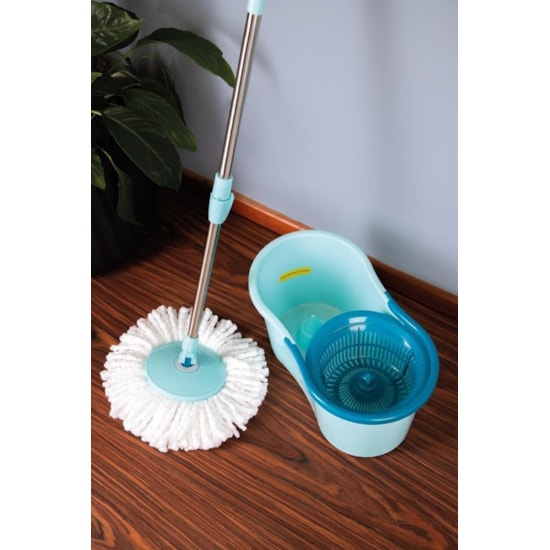 Esfregão Mop Limpeza Prática Mor Azul/Cinza Esfregão Mop Limpeza Prática Mor Azul/Cinza