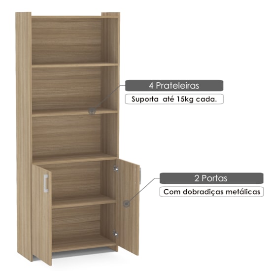 Estante Com Portas Politorno Castanho Estante Com Portas Politorno Castanho