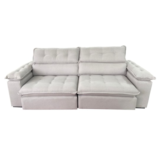 Estofado 2,56 Metros Jobi Estofart 4 Lug Linho Cinza B2322