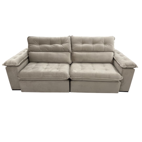 Estofado 2,56 Metros Jobi Estofart 4 Lug Veludo Bege 2106