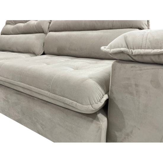 Estofado 2,56 Metros Jobi Estofart 4 Lug Veludo Bege 2106