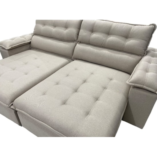 Estofado 2,56 Metros Jobi Estofart 4 Lugares Linho Bege B2321