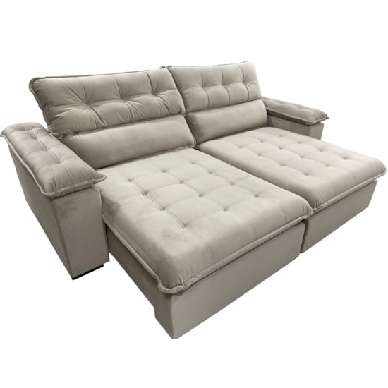 Estofado 2,56 Metros Jobi Estofart 4 Lugares Veludo Bege 2106