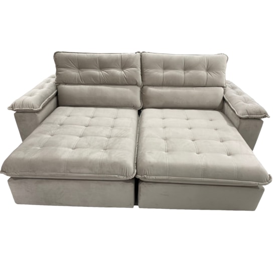 Estofado 2,56 Metros Jobi Estofart 4 Lugares Veludo Bege 2106