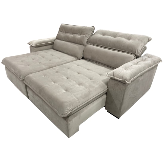 Estofado 2,56 Metros Jobi Estofart 4 Lugares Veludo Bege 2106