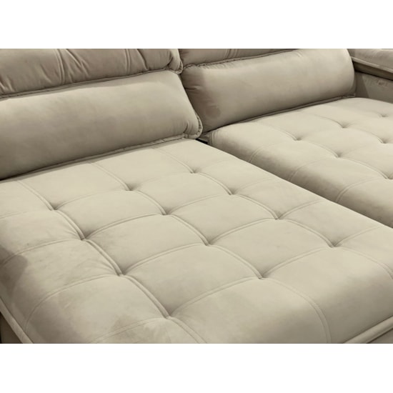 Estofado 2,56 Metros Jobi Estofart 4 Lugares Veludo Bege 2106