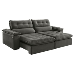 Estofado 2,56 Metros Jobi Estofart 4 Lugares Veludo Cinza 2103