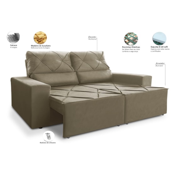 Estofado 2 Metros Parana Veludo Veludo Bege 6265 Estofado 2 Metros Parana Veludo Veludo Bege 6265