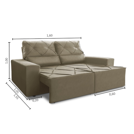 Estofado 2 Metros Parana Veludo Veludo Bege 6265 Estofado 2 Metros Parana Veludo Veludo Bege 6265