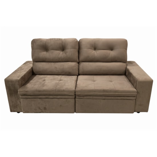 Estofado Baú Retrátil 2,08Mts Filipinas Linho Marrom Ac772