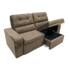 Estofado Baú Retrátil 2,08Mts Filipinas Linho Marrom Ac772