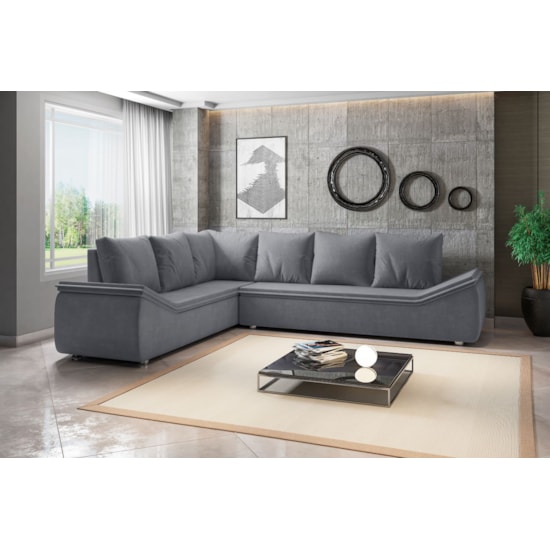 Estofado De Canto Miami Liberatti Veludo Titanio 6424 Estofado De Canto Miami Liberatti Veludo Titanio 6424