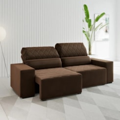 Estofado Jaguar 2,00Mts Ret Reclinável Veludo Bombom