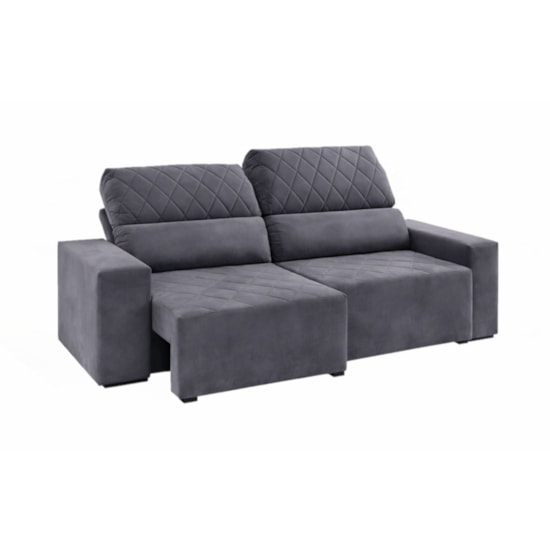 Estofado Jaguar 2,00Mts Ret Reclinável Veludo Grafite